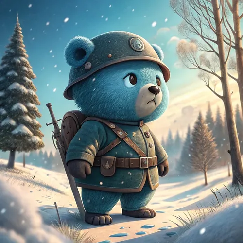 Bear Soliders On Abstract #569