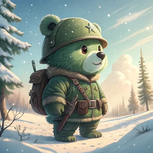 Bear Soliders On Abstract #173