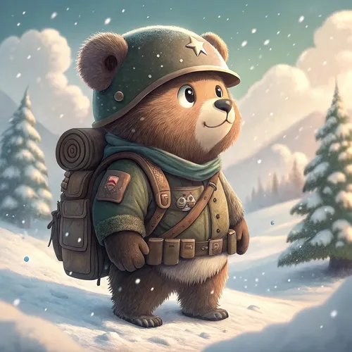 Bear Soliders On Abstract #436