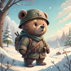 Bear Soliders On Abstract #124
