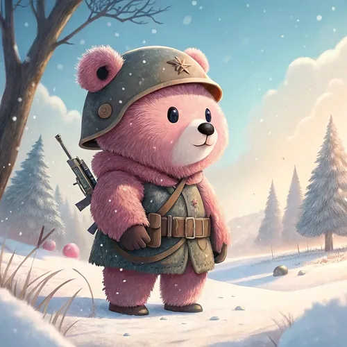 Bear Soliders On Abstract #225