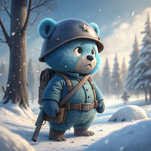 Bear Soliders On Abstract #118