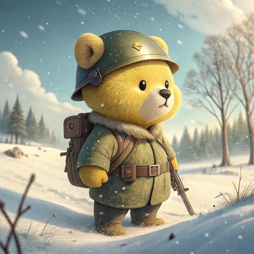 Bear Soliders On Abstract #446