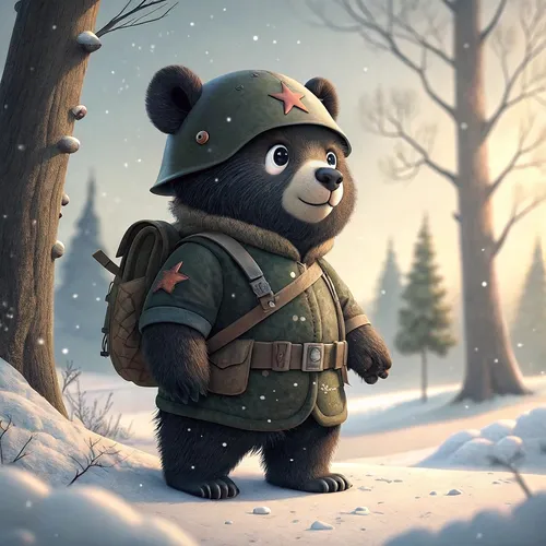 Bear Soliders On Abstract #452