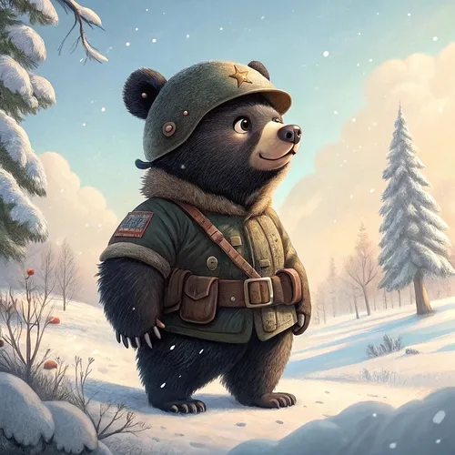 Bear Soliders On Abstract #366