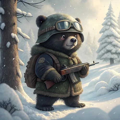 Bear Soliders On Abstract #279