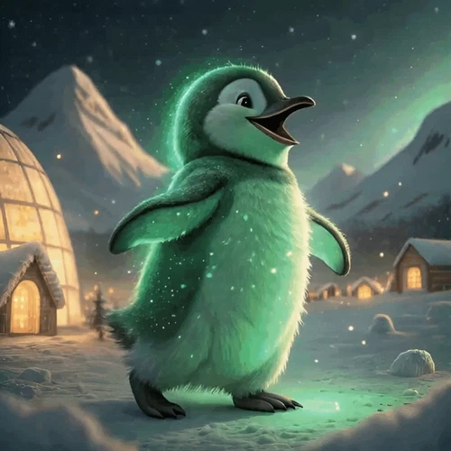 Penguin World On Green