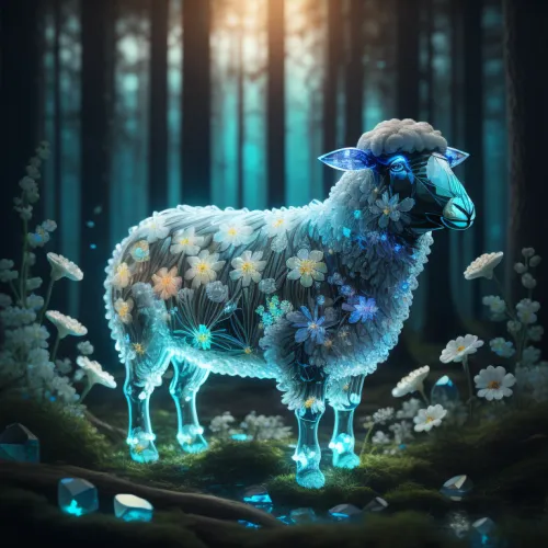 Crystal Sheep on Abstract #755