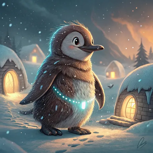 Penguin On Abstract #407