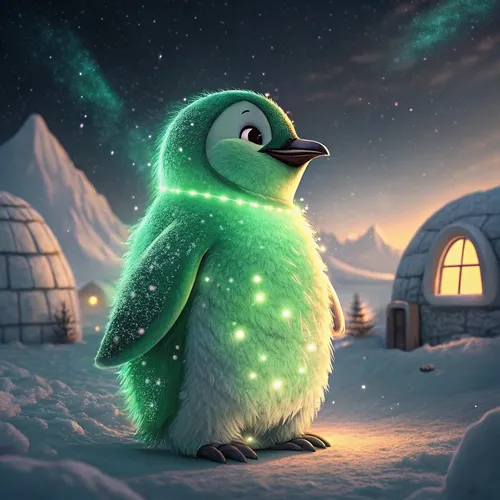 Penguin On Abstract #548
