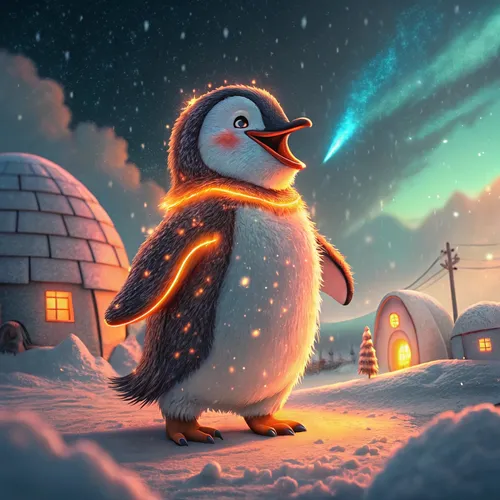 Penguin On Abstract #572