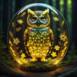 Owl İn The Abstract ( Yellow Serie ) #421