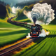 steam train chugging through the countryside
