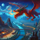 dragon flying over kingdom