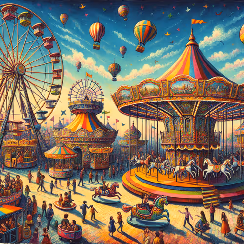 carnival scene with rides