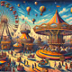 carnival scene with rides
