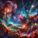 space scene with colorful nebulae