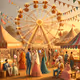 vintage fair with Ferris wheel