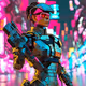 Cyberpunk female soldier