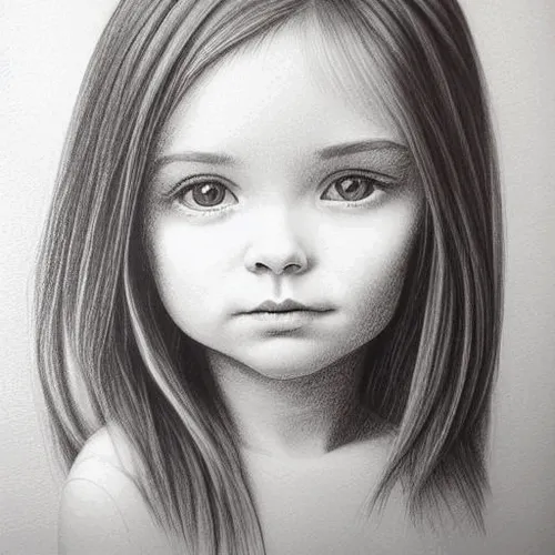 Realistic portraits of girls in pencil