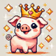 Pixelated Royalty: The Crowned Pig