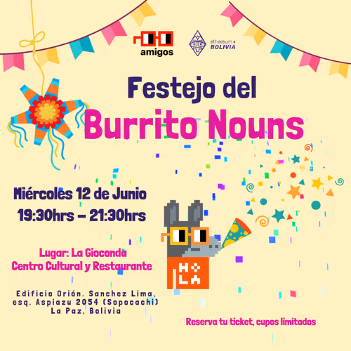 Festejo del Burrito Nouns con Ethereum Bolivia