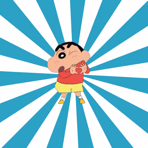 Shinchan makes a heart with his hands 