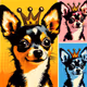 Andy Warhol style illustration of a Chihuahua