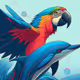 The Parrot and the Dolphin by McRon Caldon