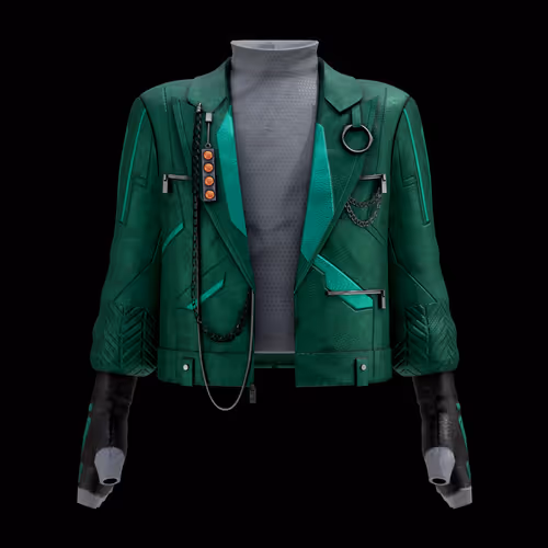 Green Leather Techwear Jacket