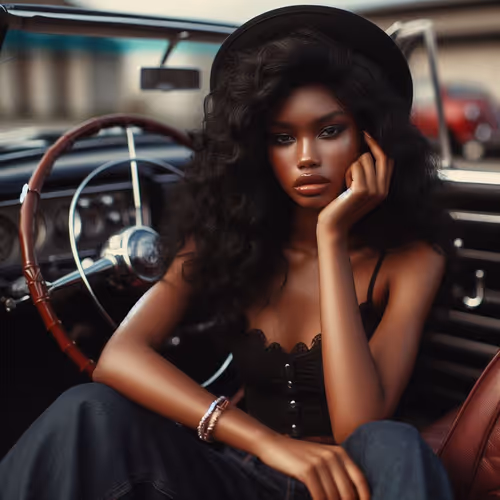 Girl and a vintage car