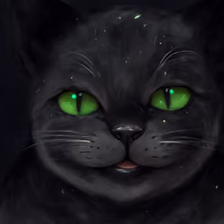 7 - Smiling Black Cat - Close