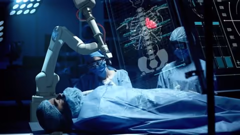 Team of surgeons perform a delicate operation using