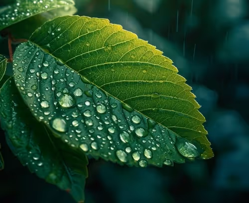 A green leaf after the rain