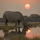Rhinoceros at Sunset