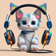 A cat with headphones