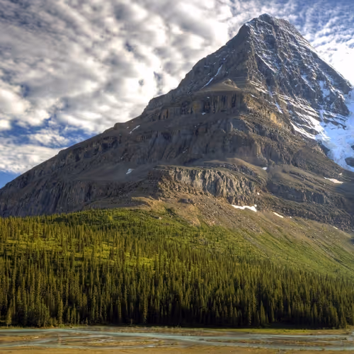 A towering mountain range