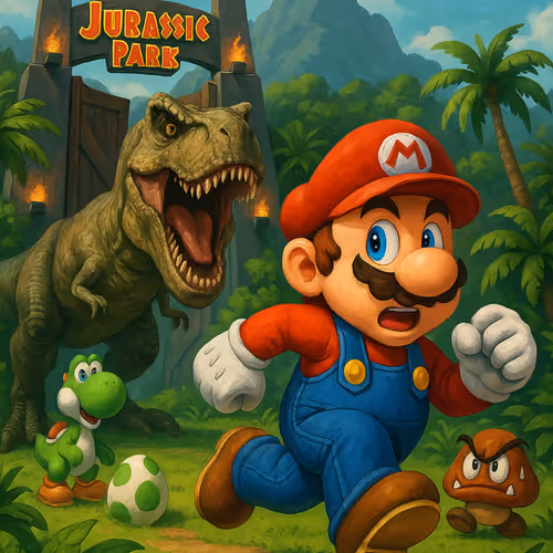 Mario in Jurassic Park