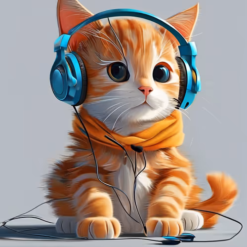 a cat wearing headphones