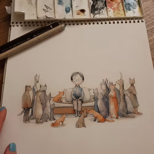 Watercolors and lines