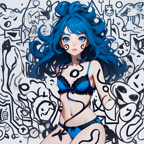 Doodle Waifu (blue)