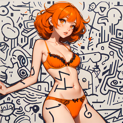 Doodle Waifu (orange)