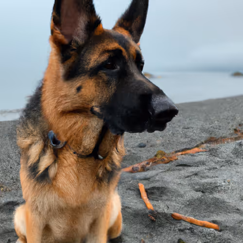 German Shepherd in the rain