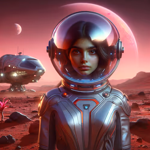 space girl in mars