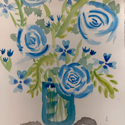 Flowers in a Vase on Base