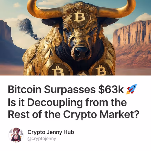 Bitcoin Surpasses $63k 🚀  Is it Decoupling from the Rest of the Crypto Market?