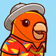 Birb NFT #2179 Beach Silver Hat Red Shirt
