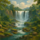 Beautiful waterfall land