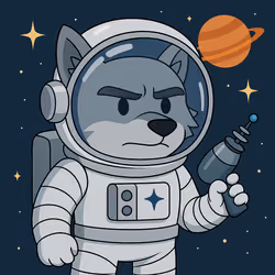 wolf astronaut and laser