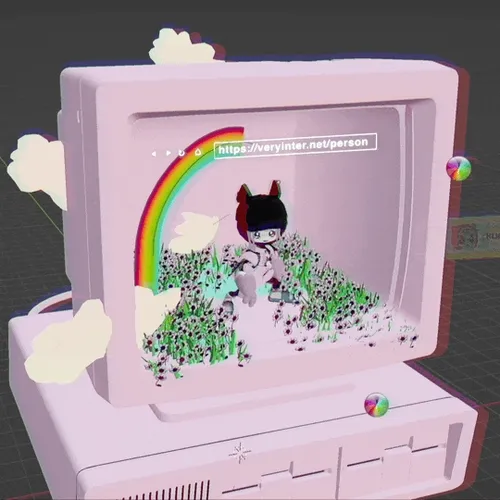Very Internet Person In Rainbow World Net